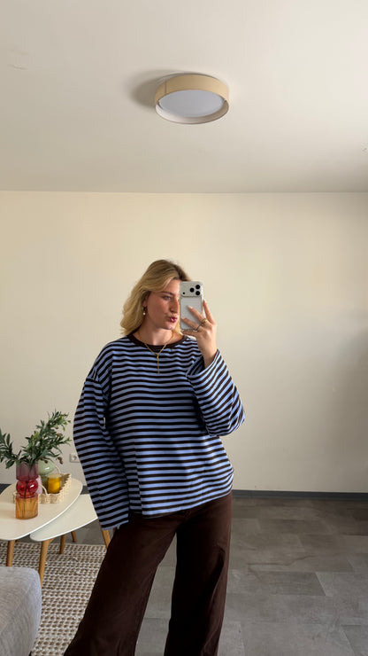 STRIPED SWEATER BRAUN BLAU