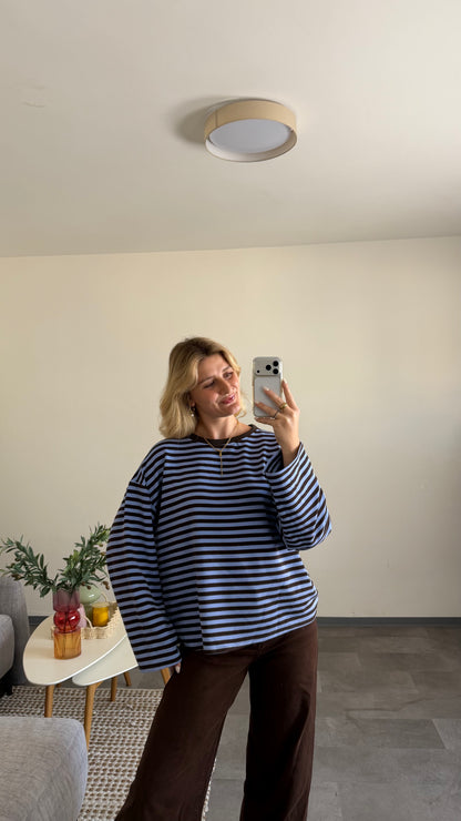 STRIPED SWEATER BRAUN BLAU