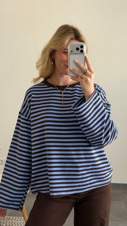 STRIPED SWEATER BRAUN BLAU