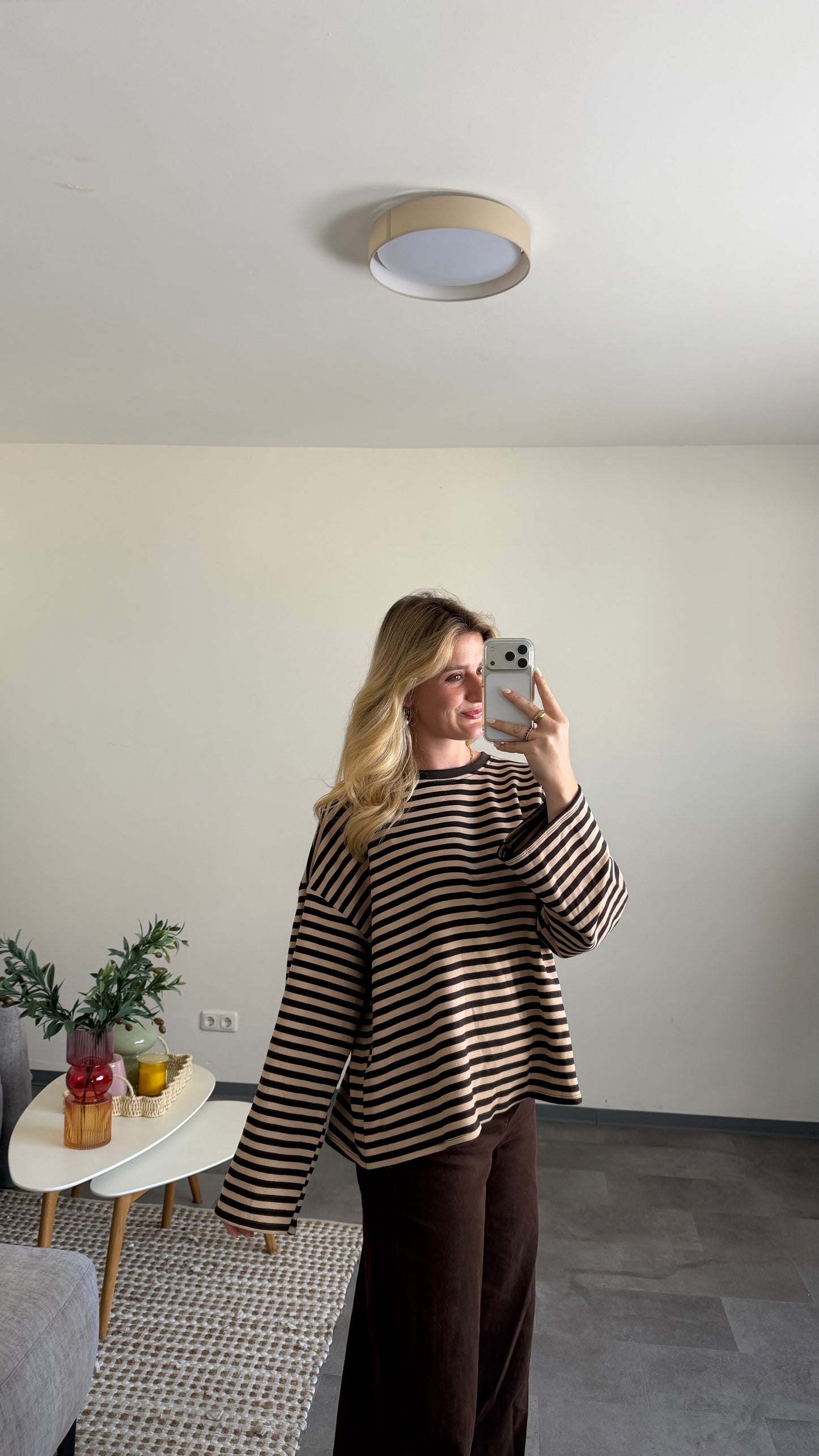 STRIPED SWEATER BRAUN BEIGE