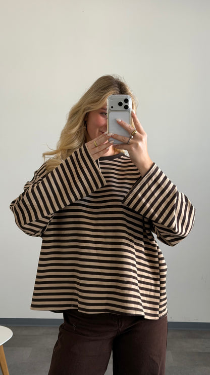 STRIPED SWEATER BRAUN BEIGE