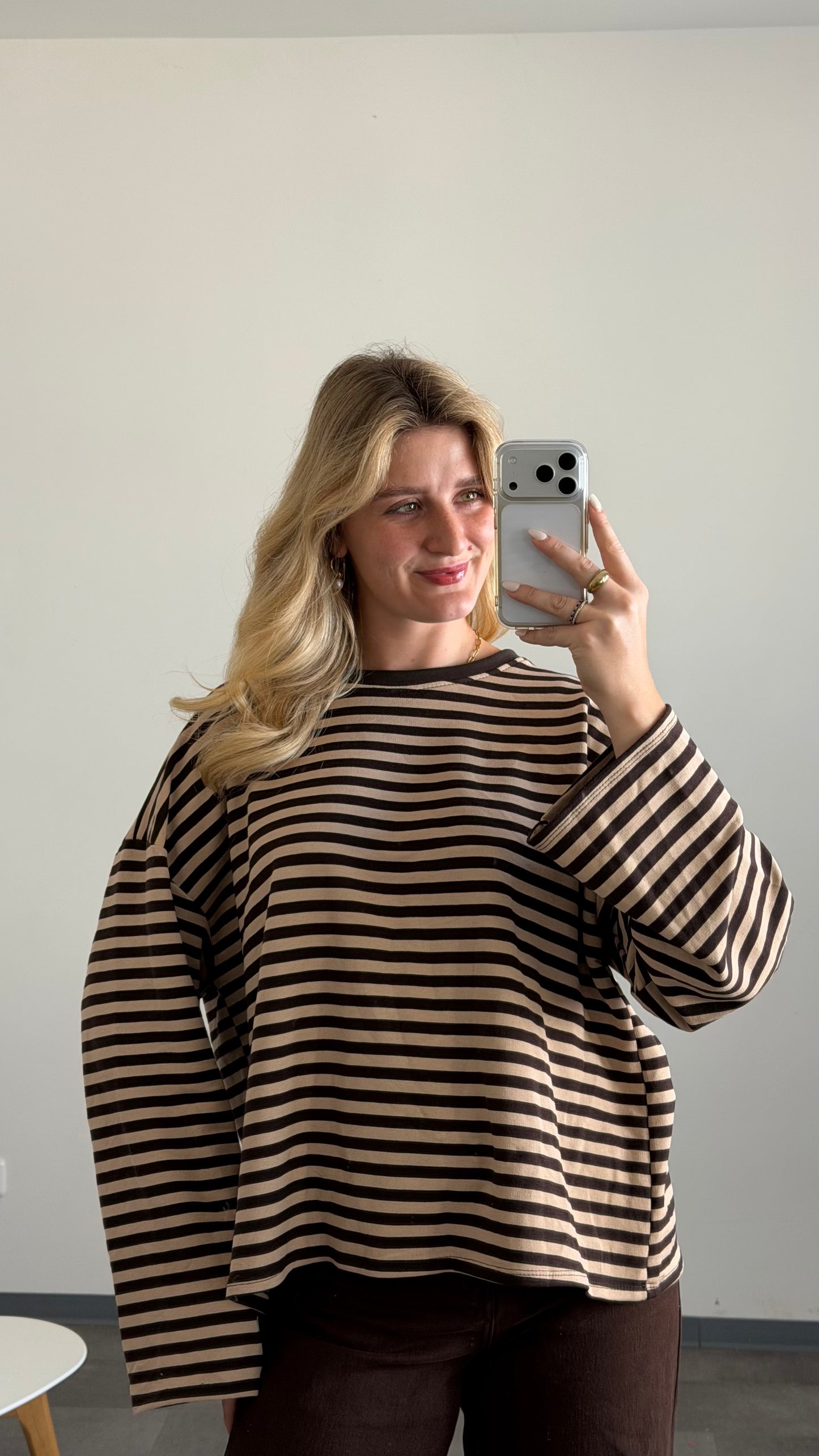 STRIPED SWEATER BRAUN BEIGE