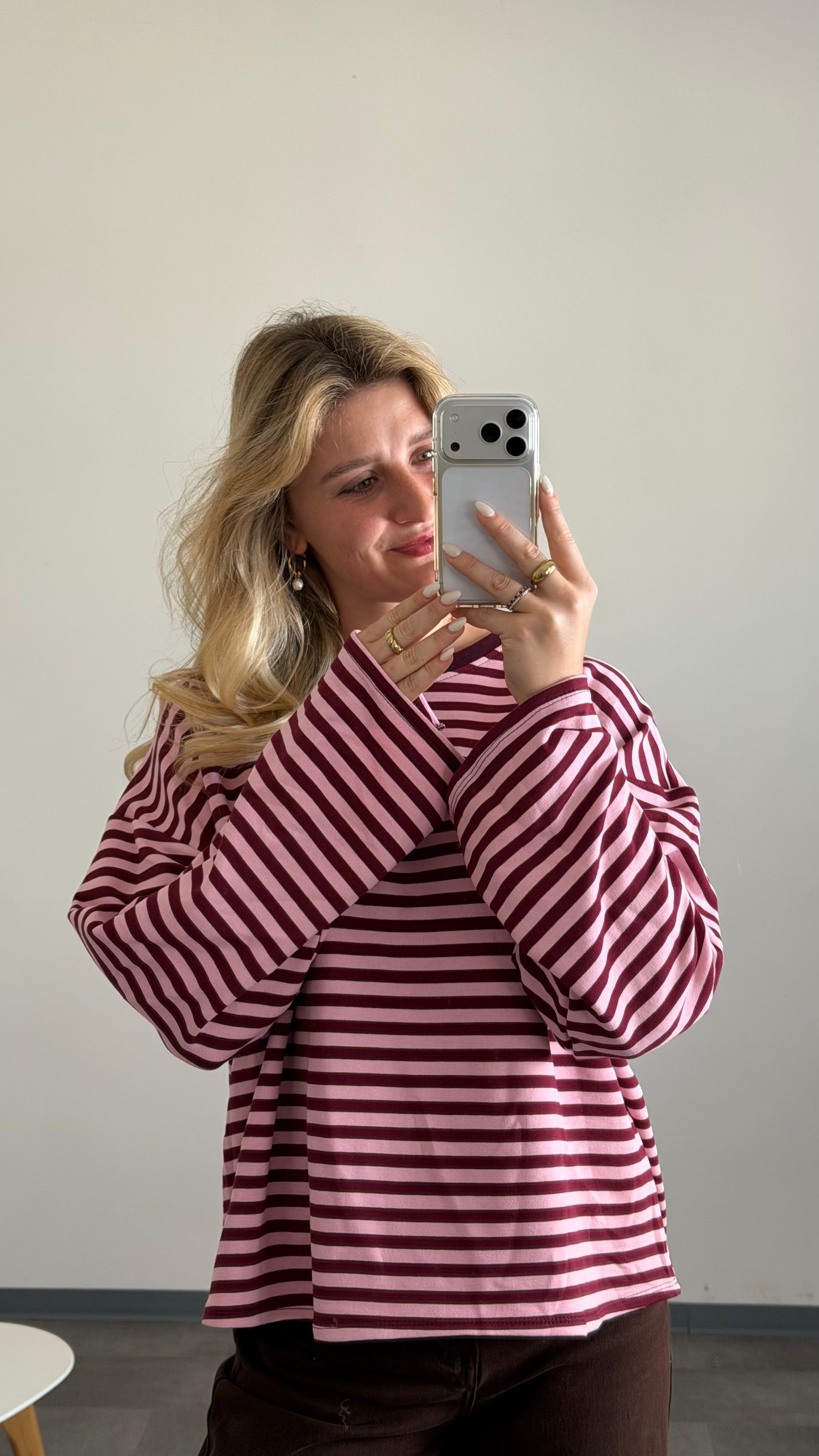 STRIPED SWEATER BURGUNDY ROSA