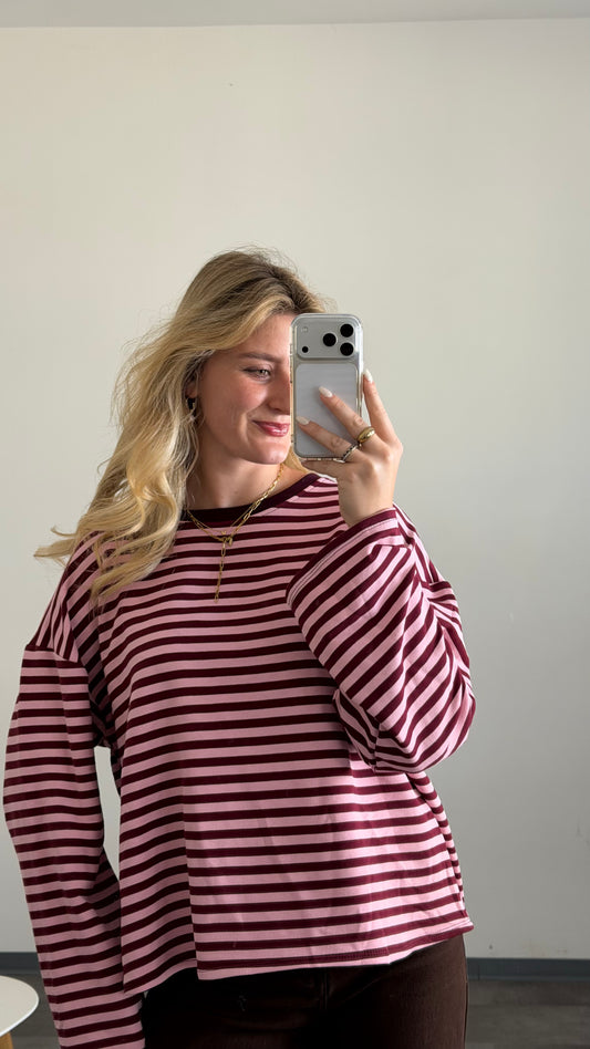 STRIPED SWEATER BURGUNDY ROSA