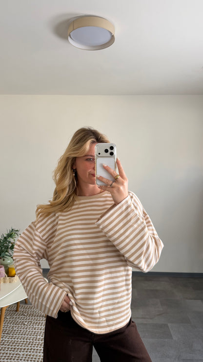 STRIPED SWEATER BEIGE WEISS