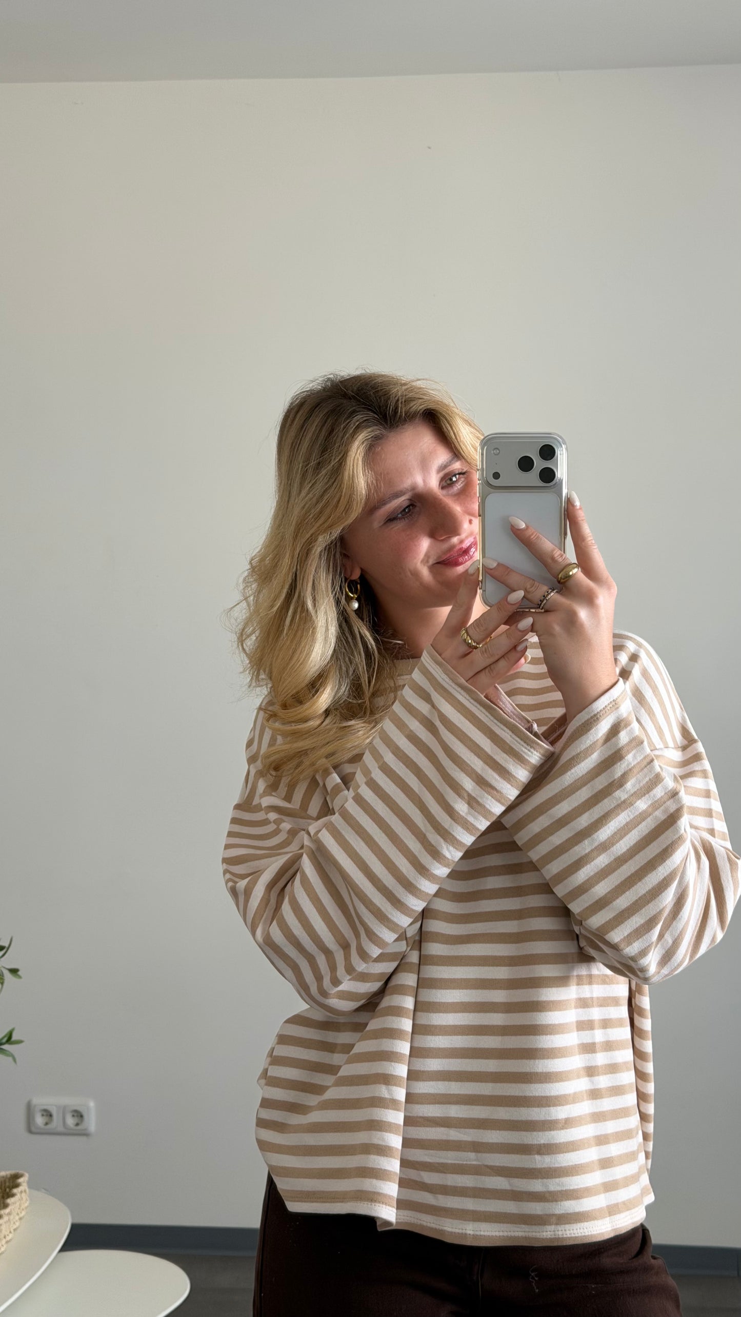 STRIPED SWEATER BEIGE WEISS