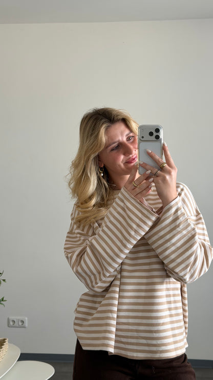 STRIPED SWEATER BEIGE WEISS