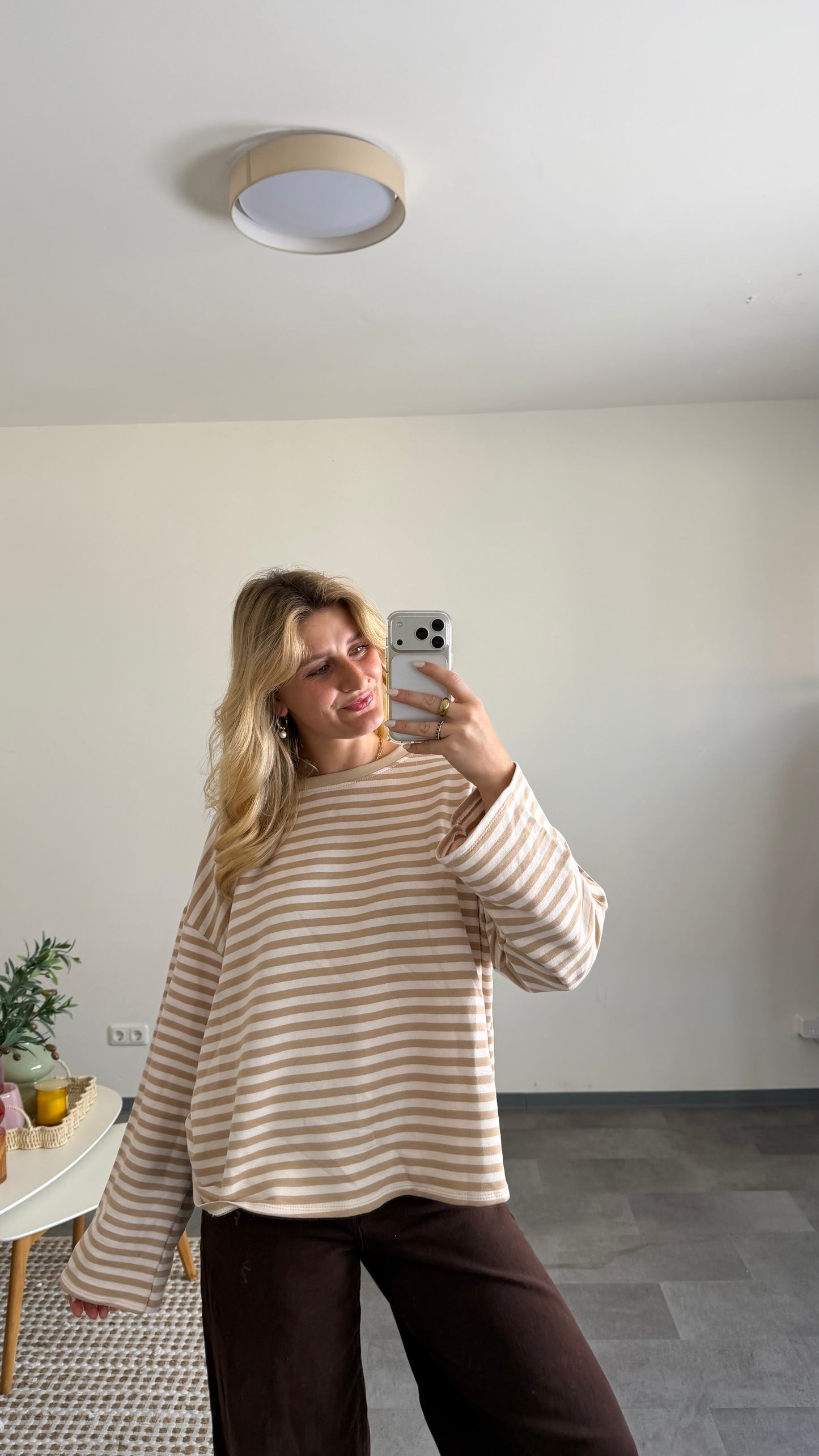 STRIPED SWEATER BEIGE WEISS