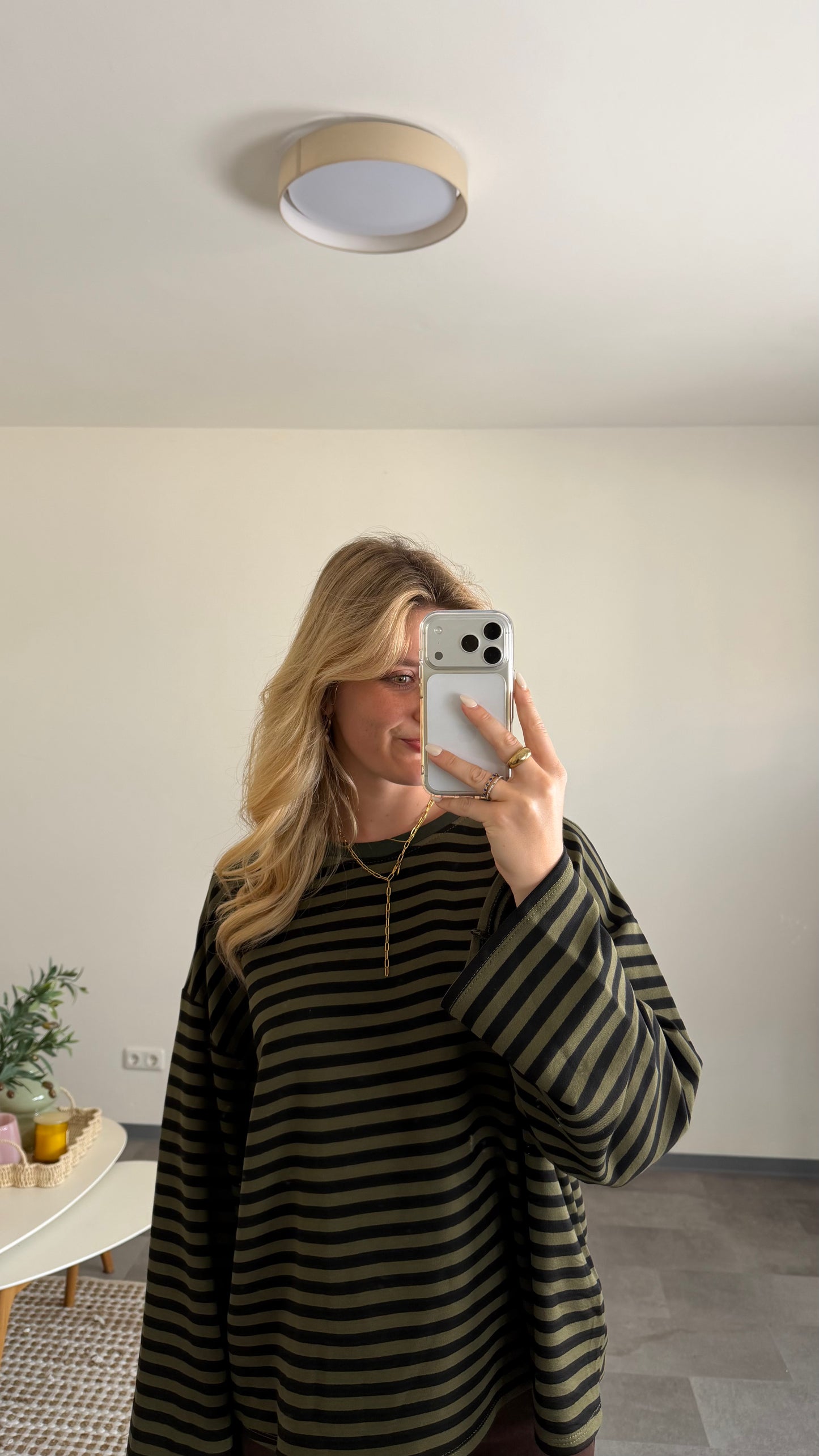 STRIPED SWEATER KHAKI SCHWARZ