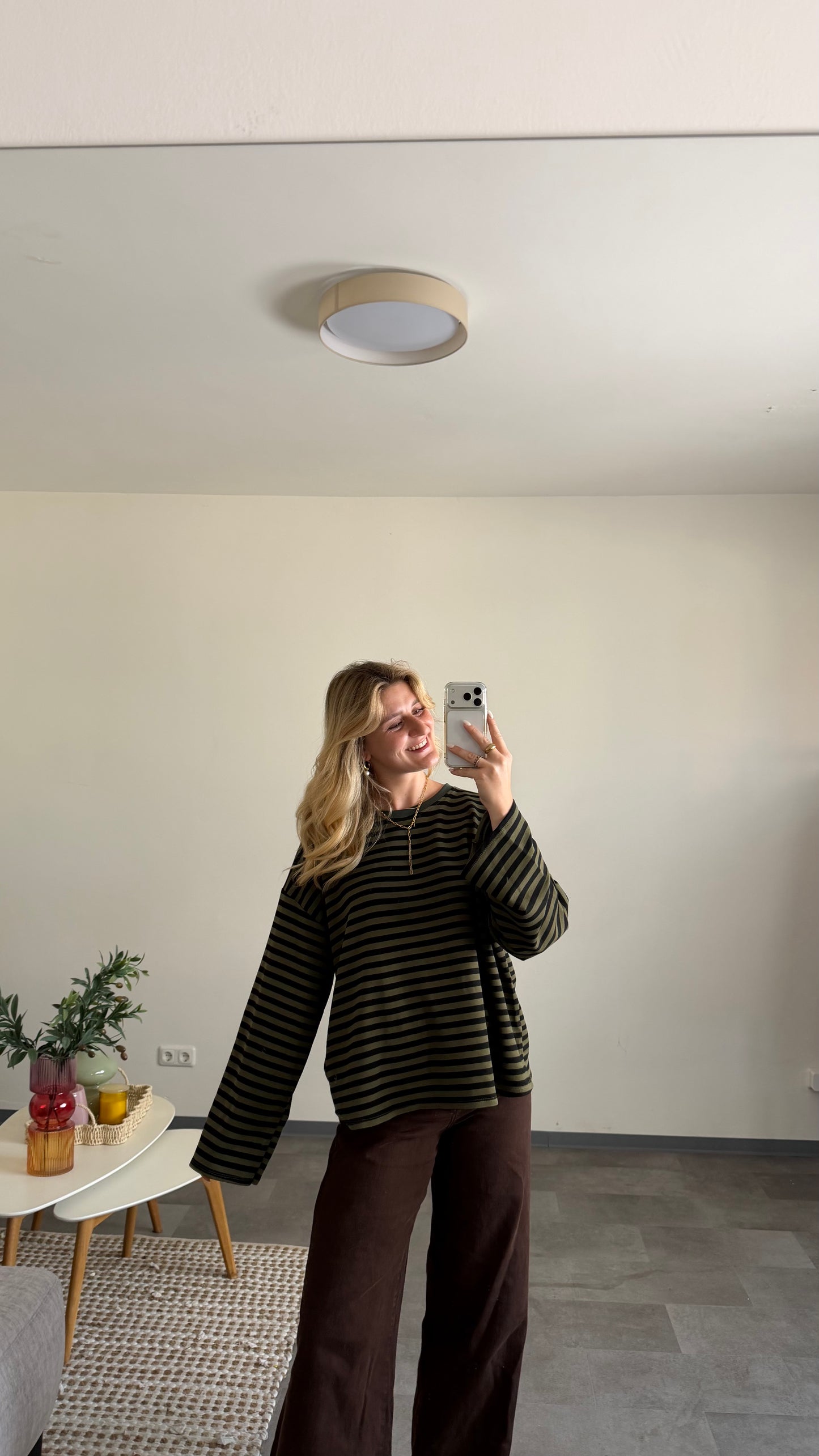 STRIPED SWEATER KHAKI SCHWARZ