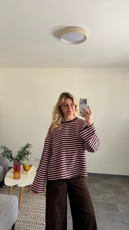 STRIPED SWEATER BRAUN ROSA