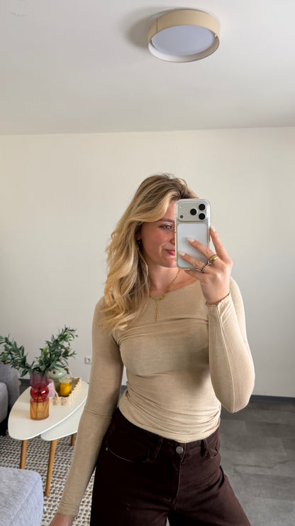 SEAMLESS LONGTOP BEIGE