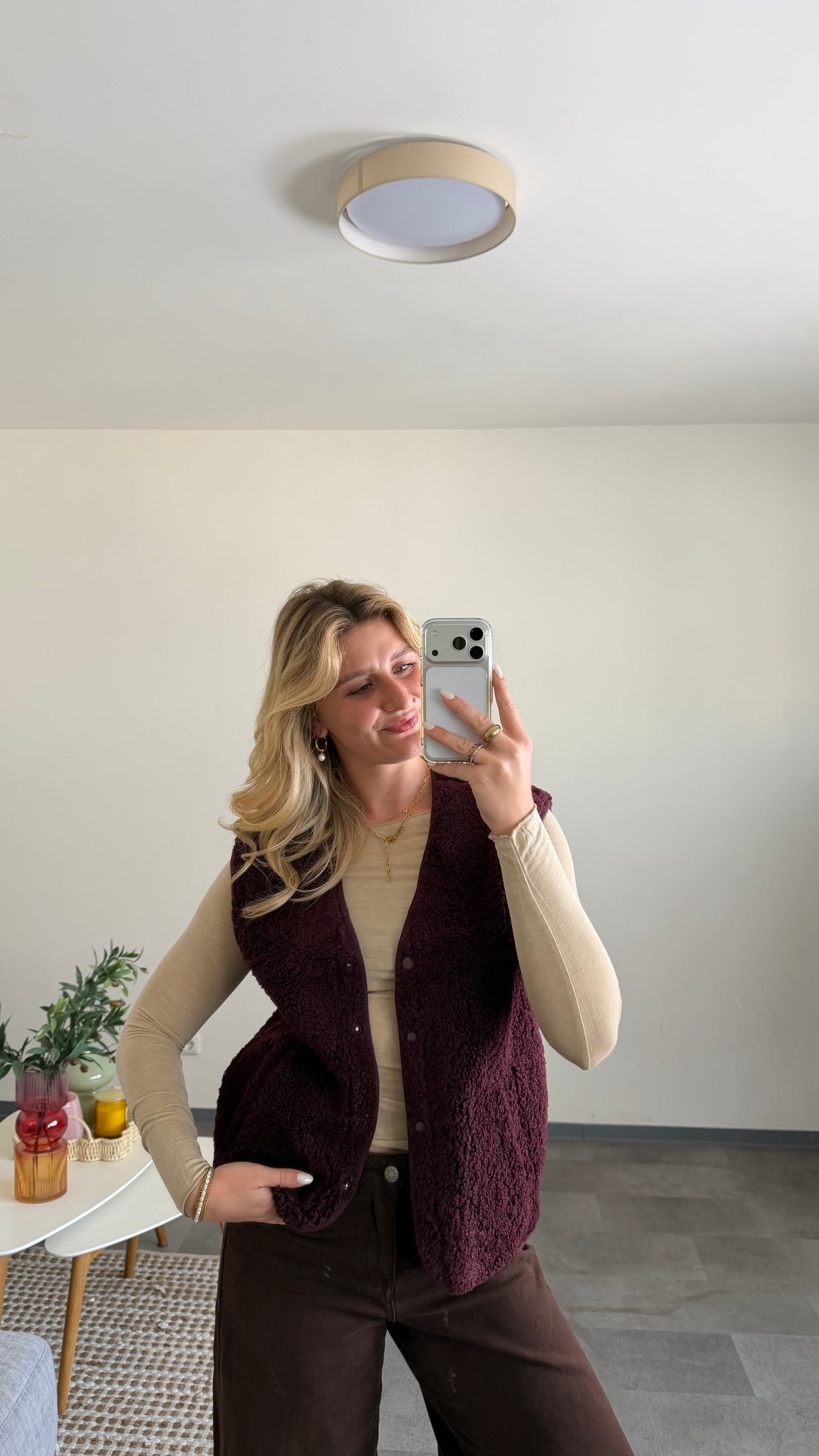 TEDDY VEST PLUM