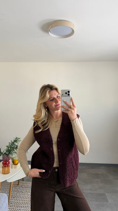 TEDDY VEST PLUM