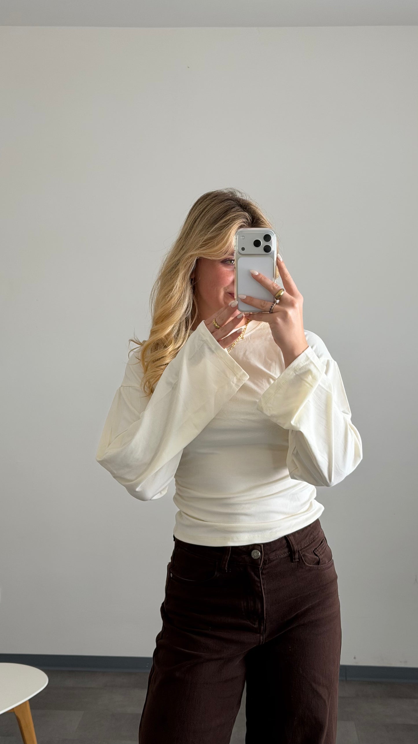 WAIST LONG TOP WHITE