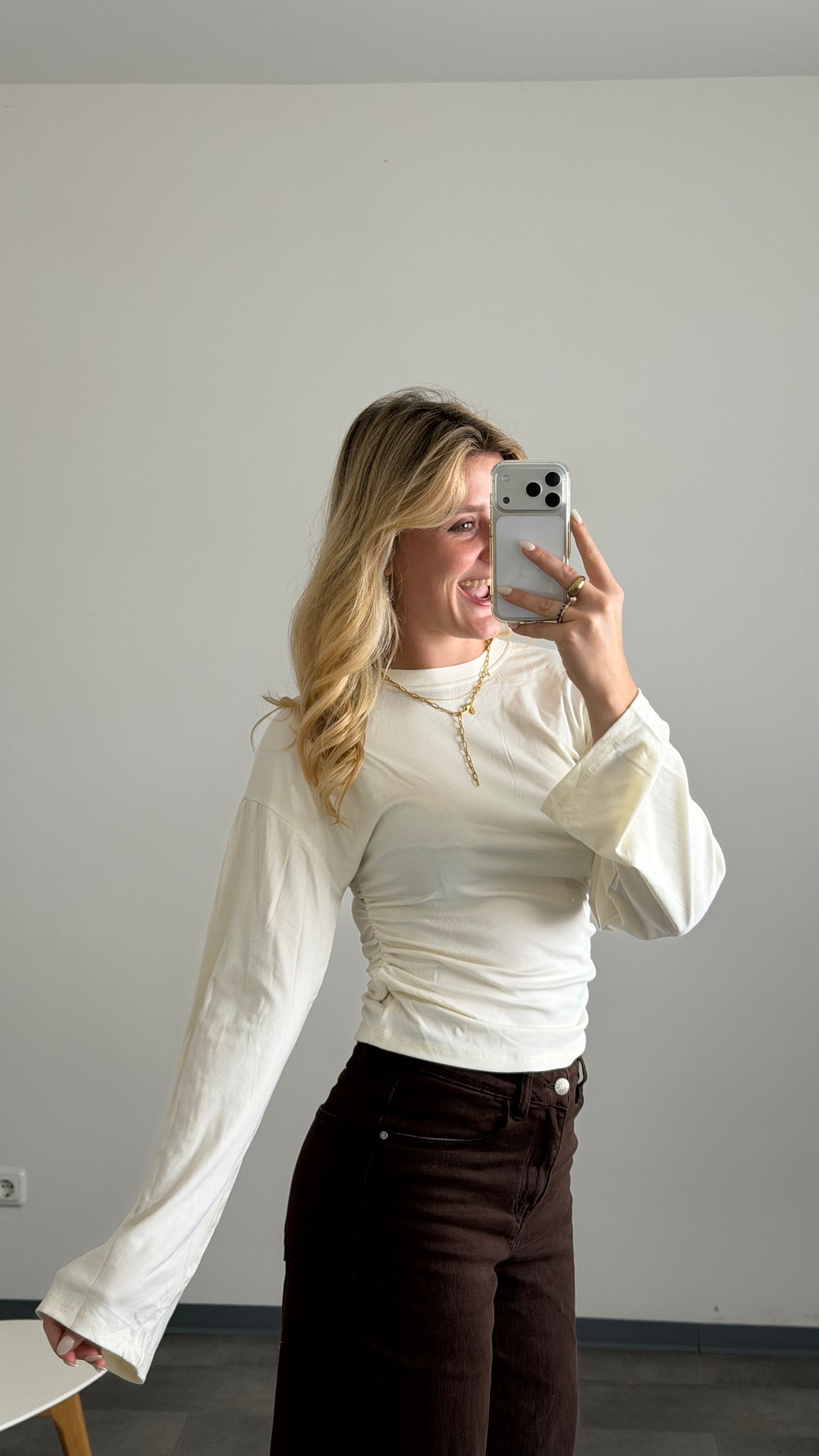 WAIST LONG TOP WHITE
