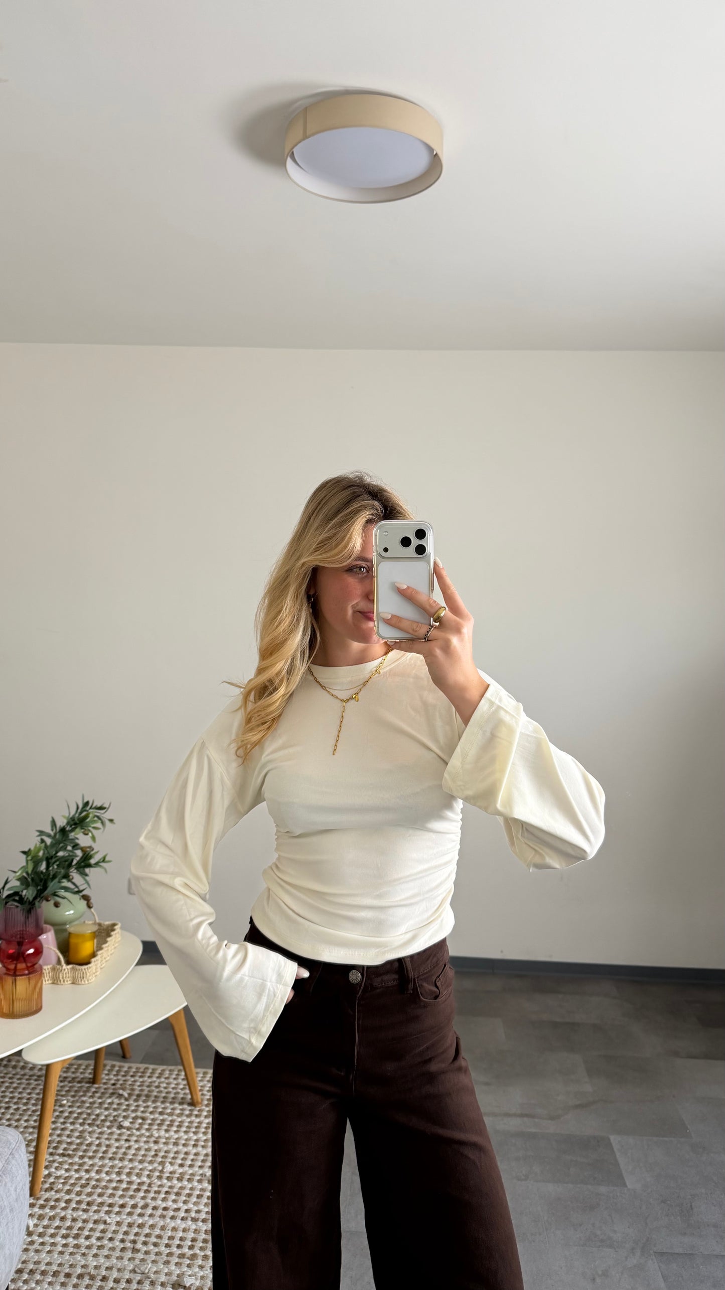 WAIST LONG TOP WHITE