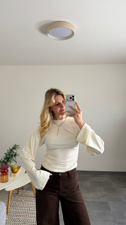 WAIST LONG TOP WHITE