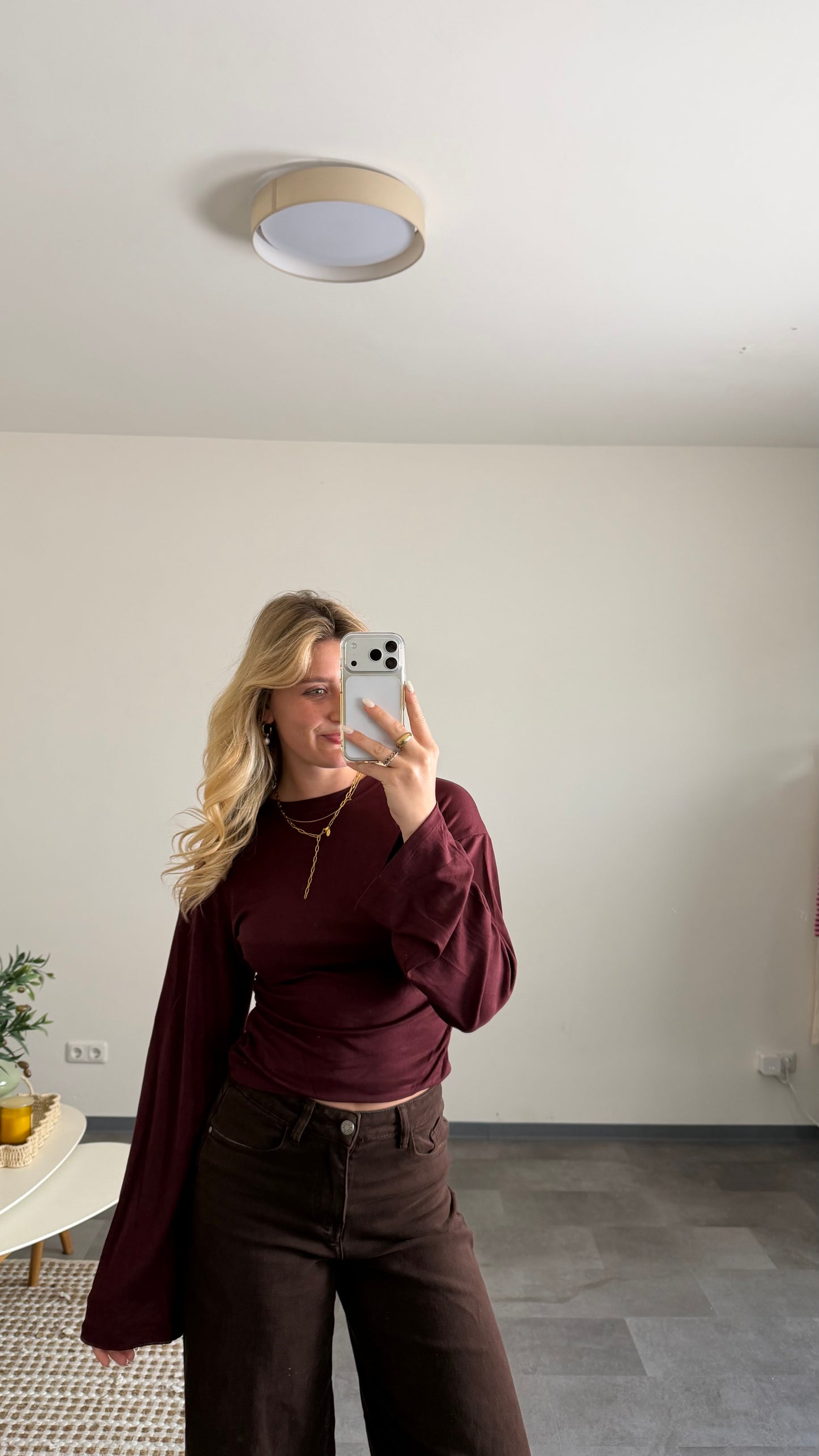 WAIST LONG TOP BURGUNDY