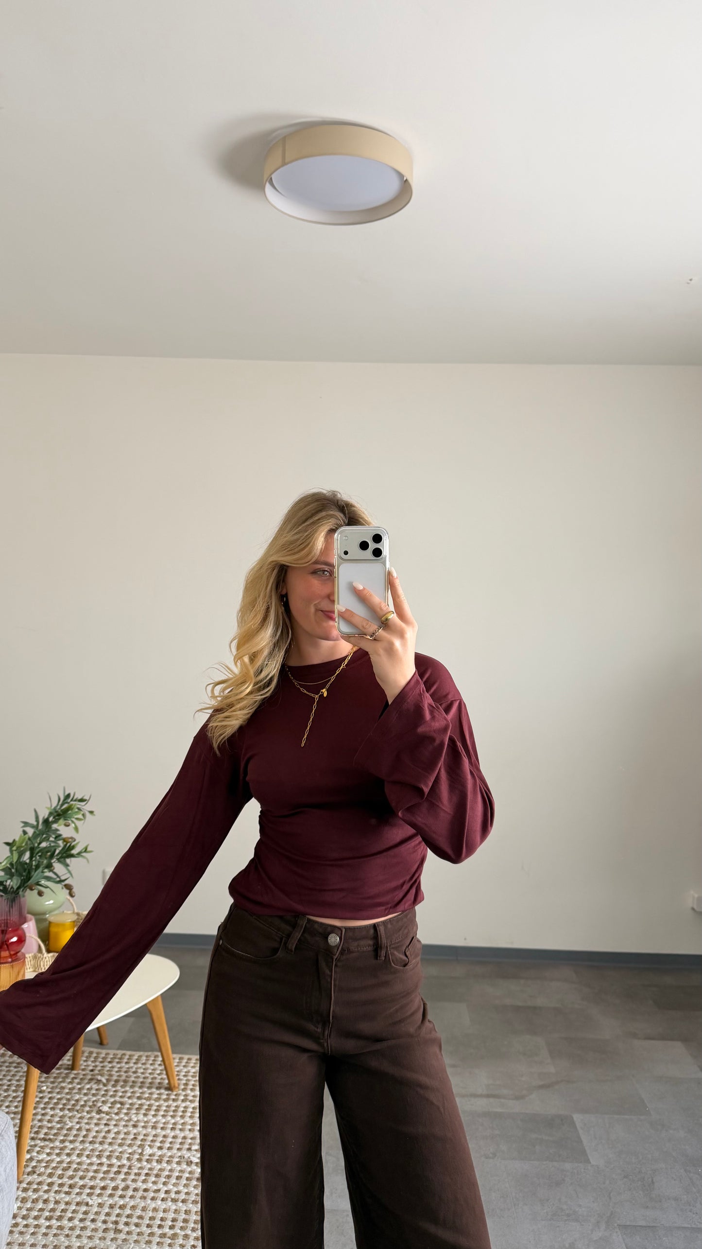 WAIST LONG TOP BURGUNDY