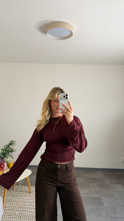WAIST LONG TOP BURGUNDY