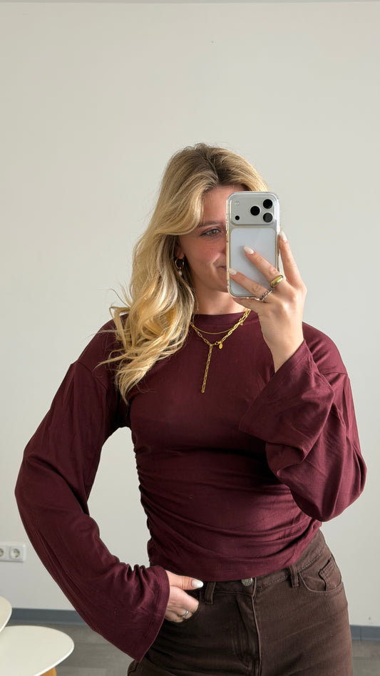 WAIST LONG TOP BURGUNDY