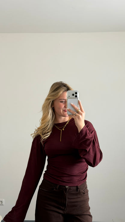 WAIST LONG TOP BURGUNDY