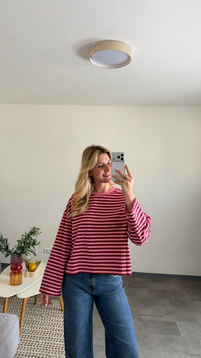 STRIPED LONGSLEEVE DUSTY PINK