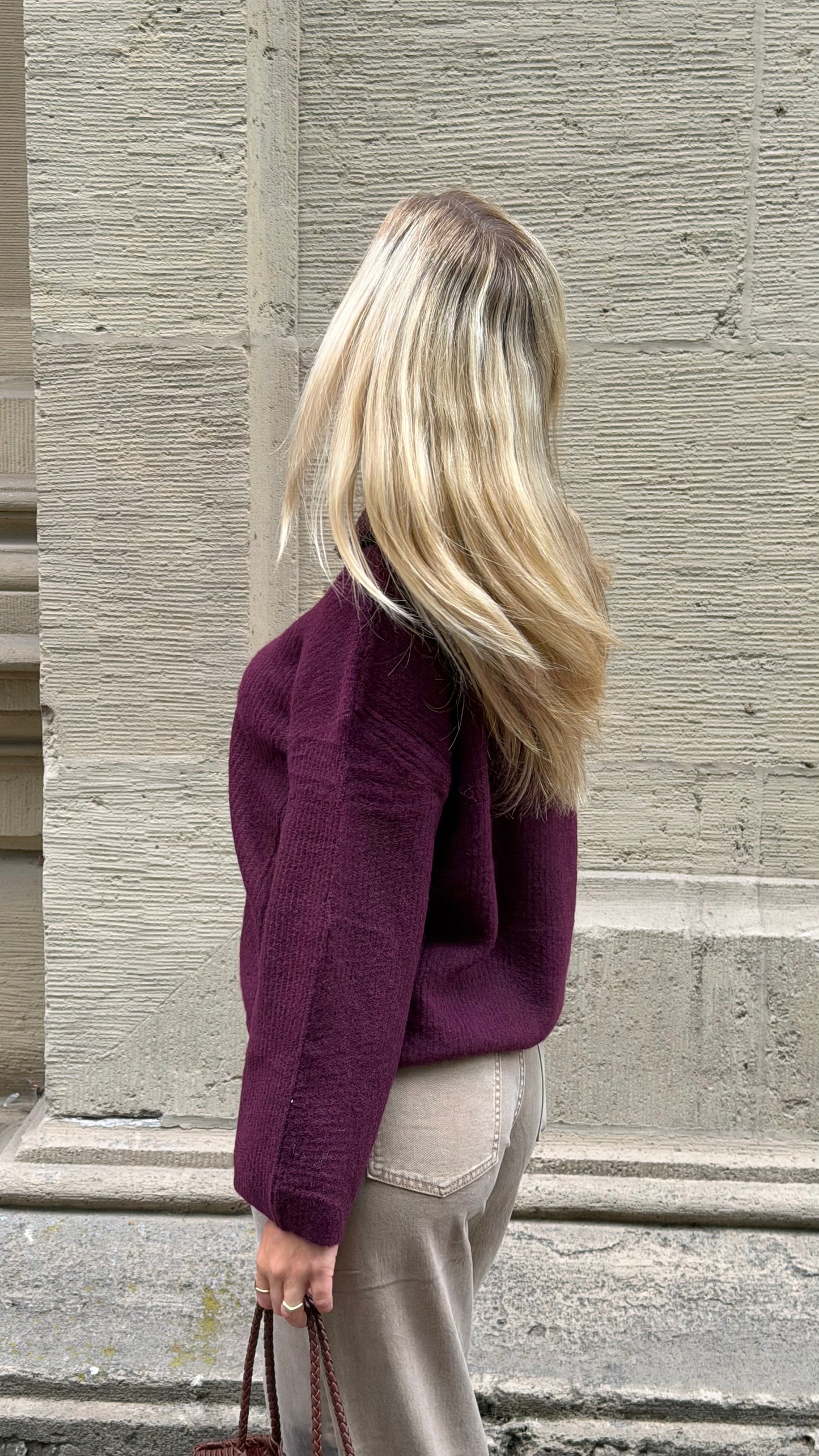 ZIP CARDIGAN PLUM