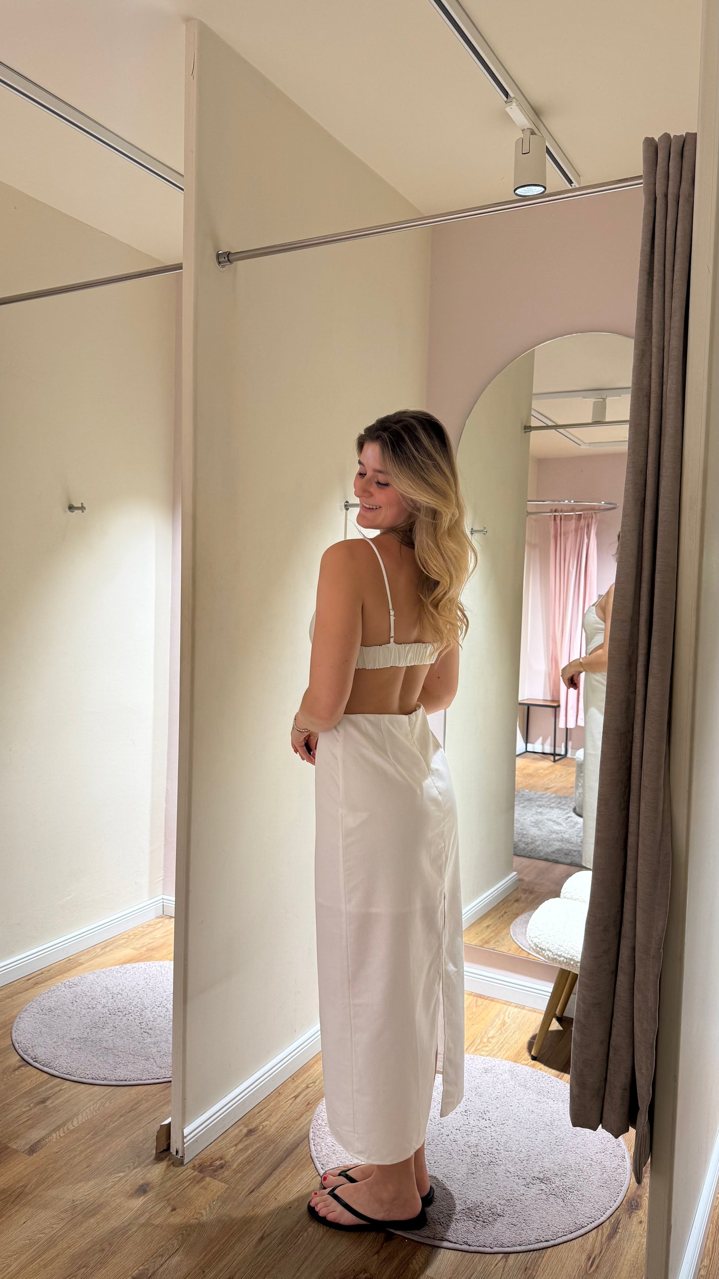 LINEN CUT OUT MAXI DRESS WHITE