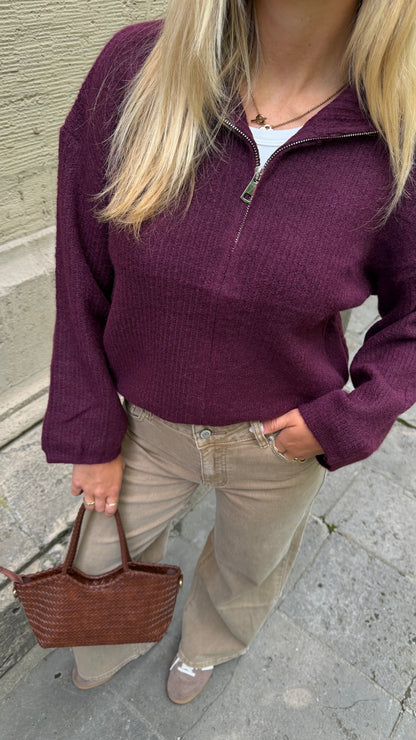 ZIP CARDIGAN PLUM
