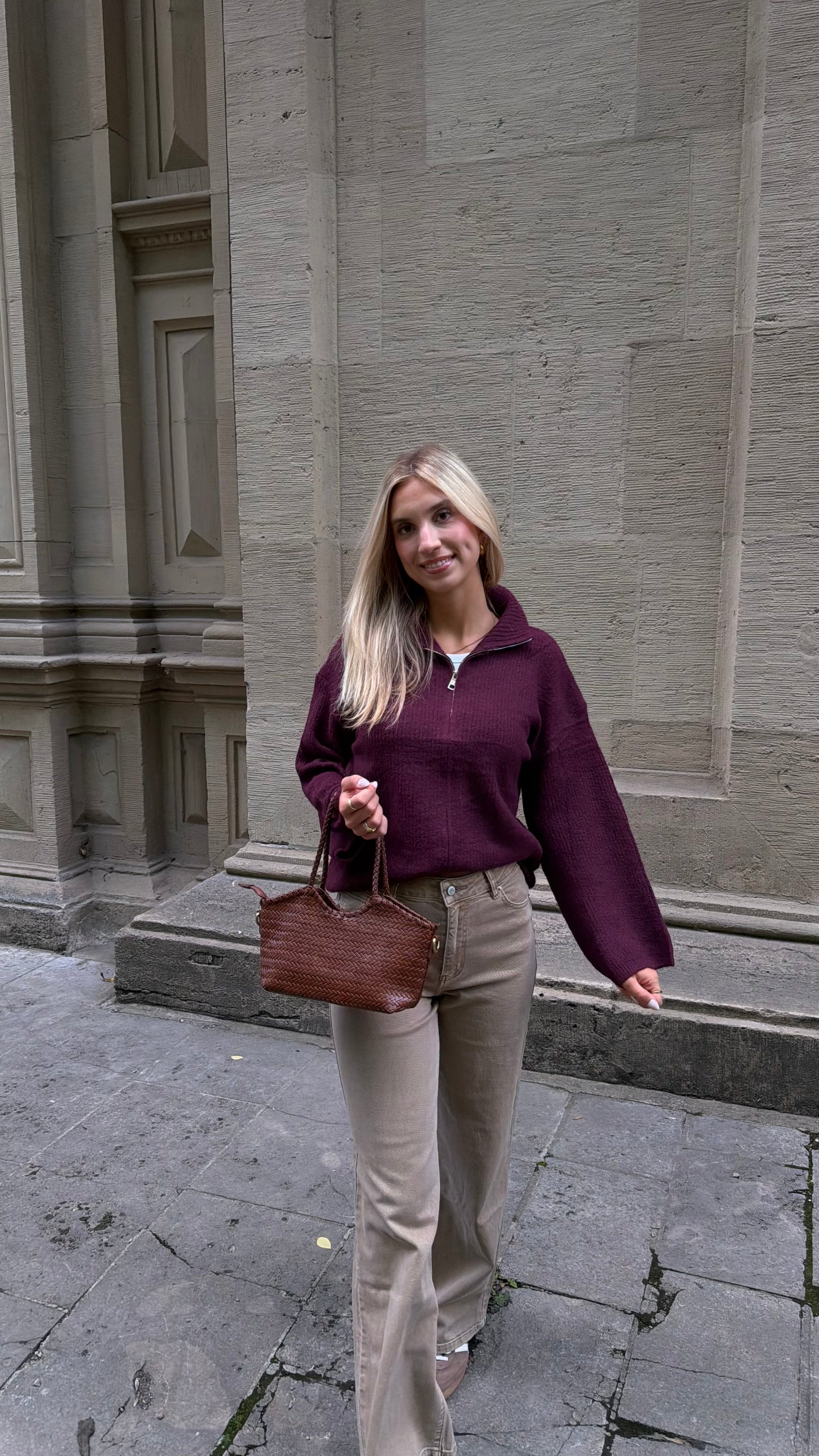 ZIP CARDIGAN PLUM