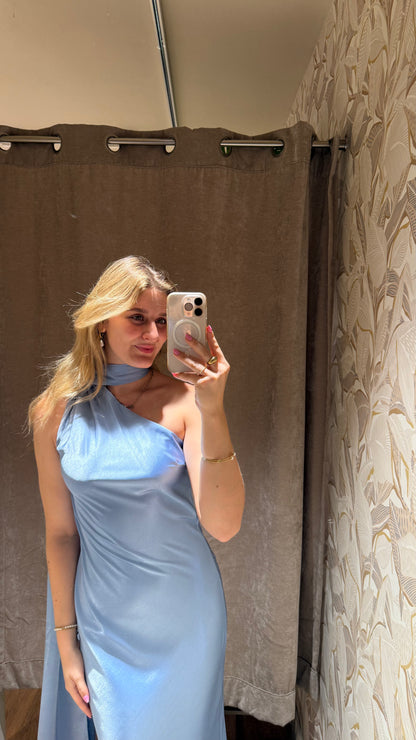 ASYMMETRISCHES KLEID MIT SCHAL DETAIL LIGHT BLUE