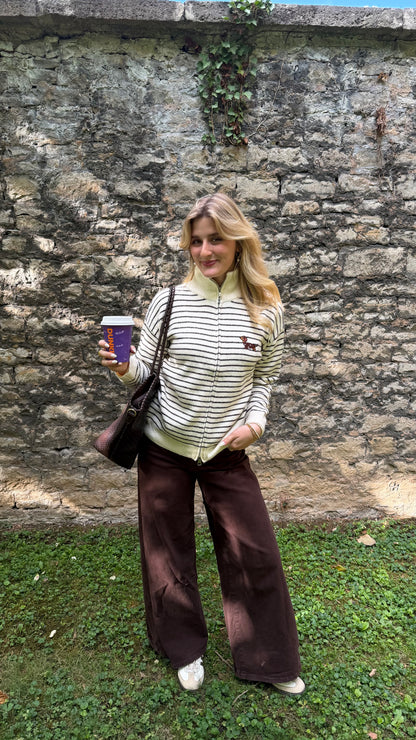 DACKEL STRIPE ZIP CARDIGAN