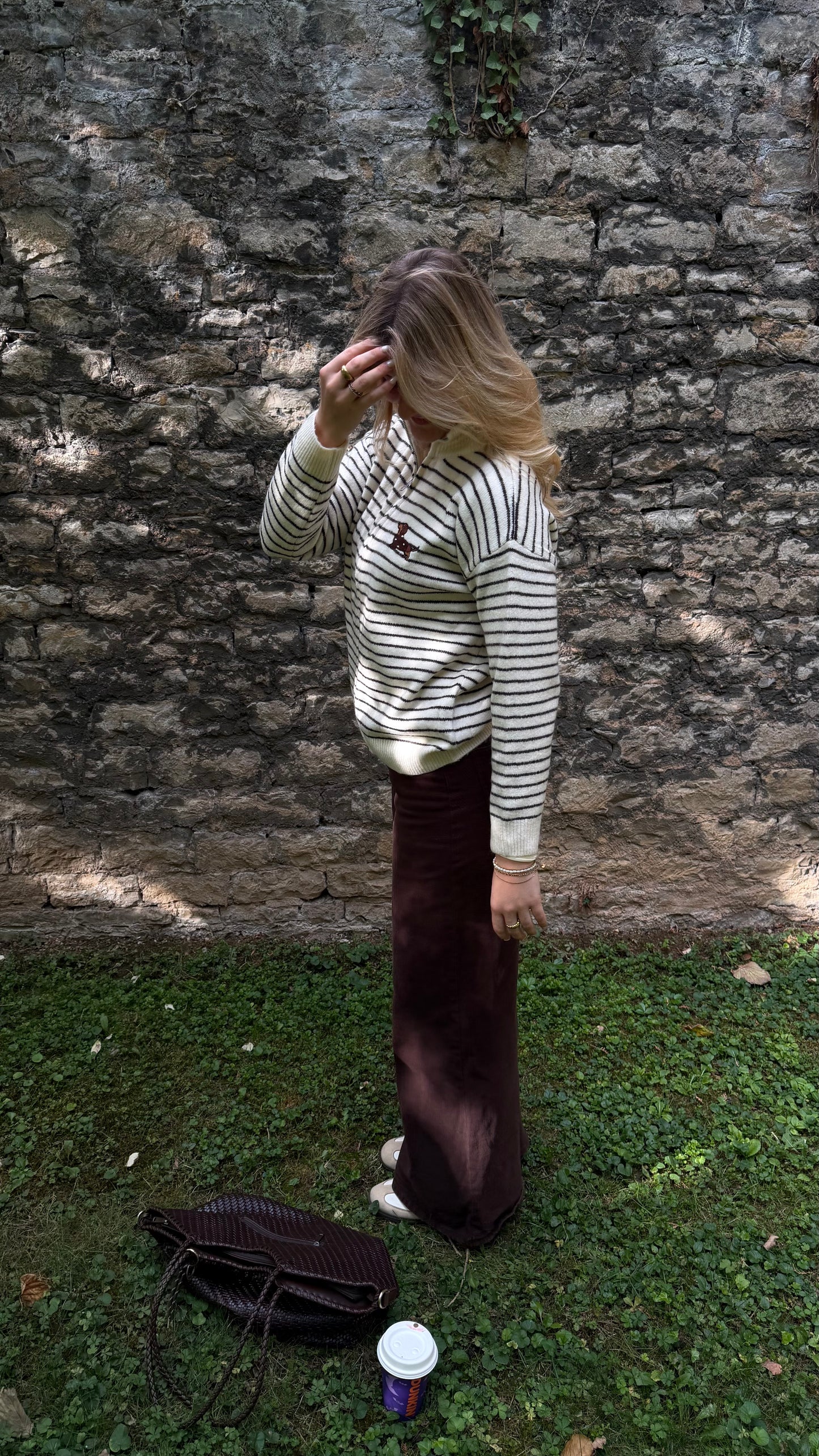 DACKEL STRIPE ZIP CARDIGAN