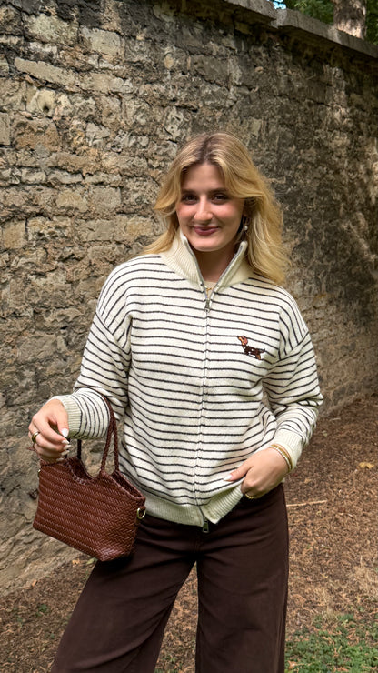 DACKEL STRIPE ZIP CARDIGAN
