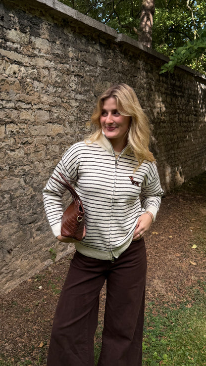 DACKEL STRIPE ZIP CARDIGAN