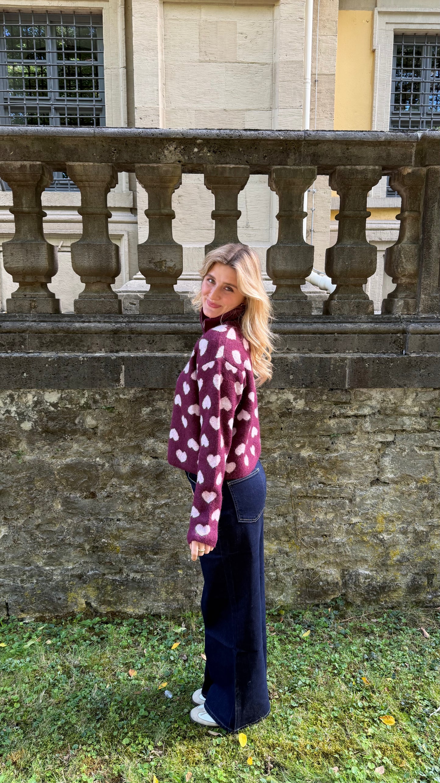 LOVE KNIT ZIP CARDIGAN PLUM