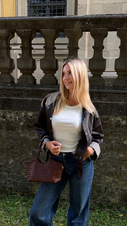 BOMBER LEATHER JACKET CHOCLATE