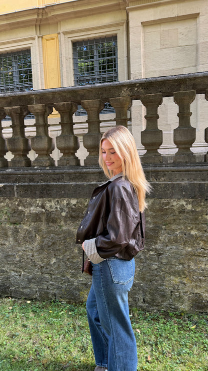 BOMBER LEATHER JACKET CHOCLATE