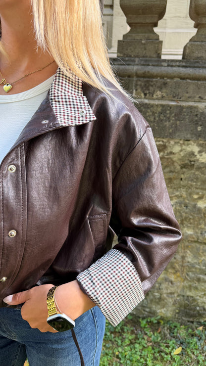 BOMBER LEATHER JACKET CHOCLATE