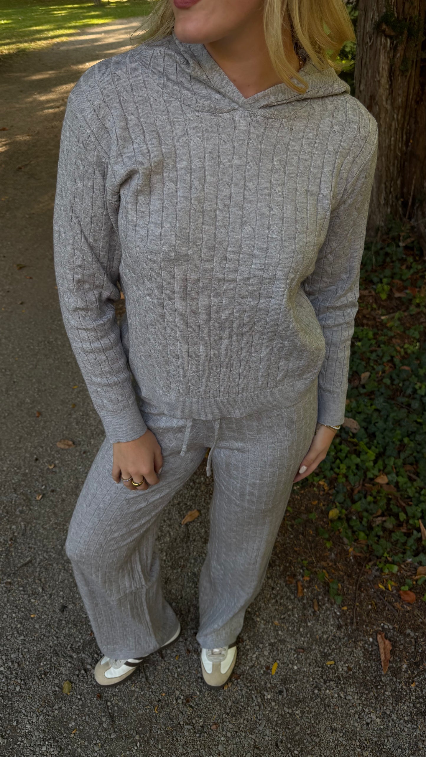 COZY KNIT SET ZOPFMUSTER GREY