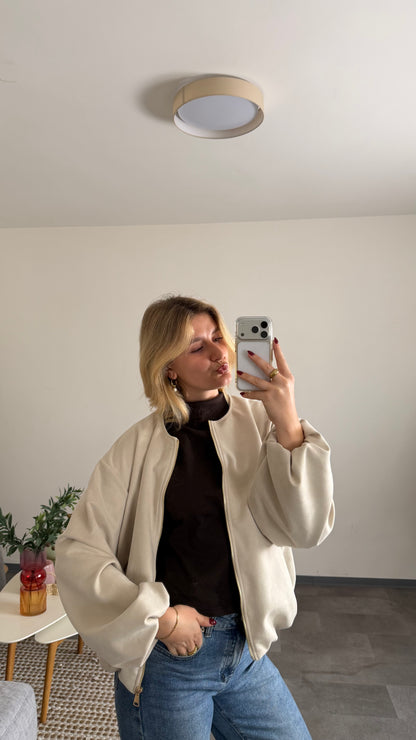 SOFT TOUCH BOMBER JACKET BEIGE