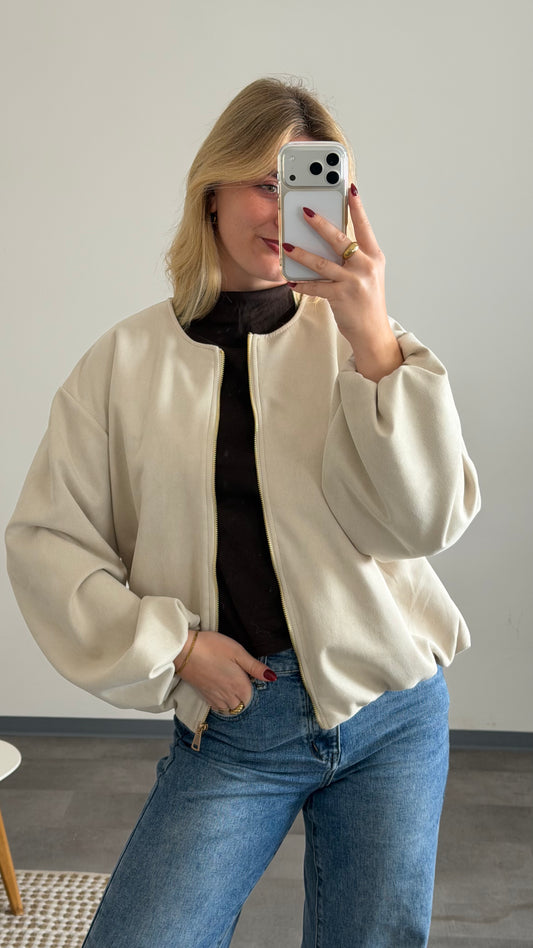 SOFT TOUCH BOMBER JACKET BEIGE