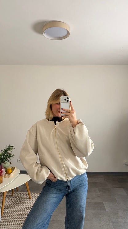 SOFT TOUCH BOMBER JACKET BEIGE