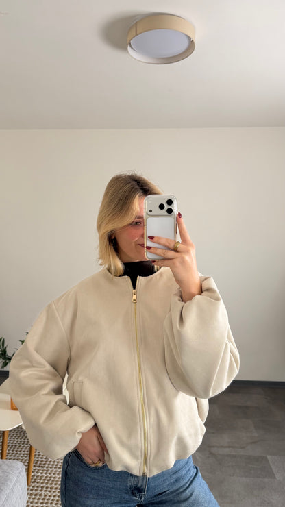 SOFT TOUCH BOMBER JACKET BEIGE