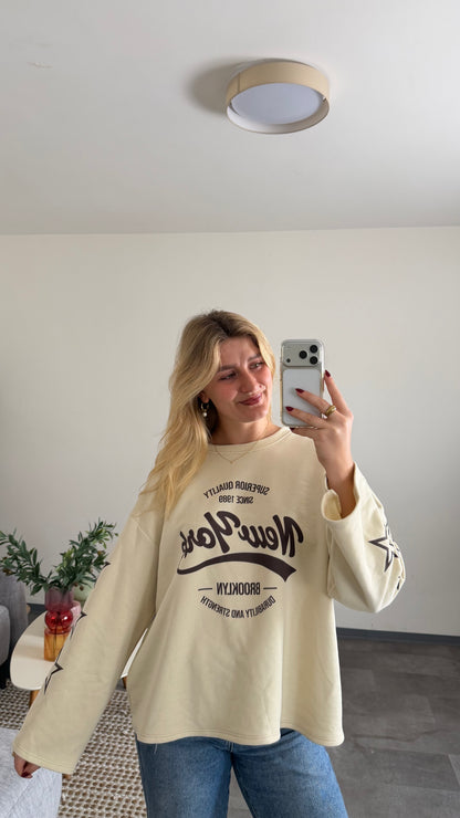 STAR SLEEVE SWEATER BEIGE