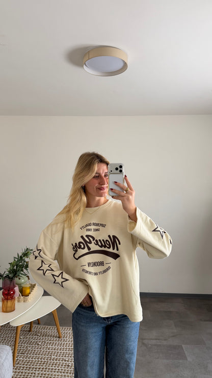 STAR SLEEVE SWEATER BEIGE