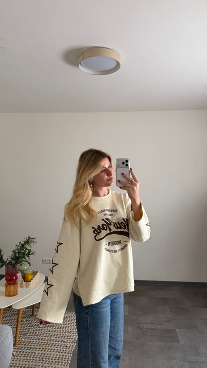 STAR SLEEVE SWEATER BEIGE