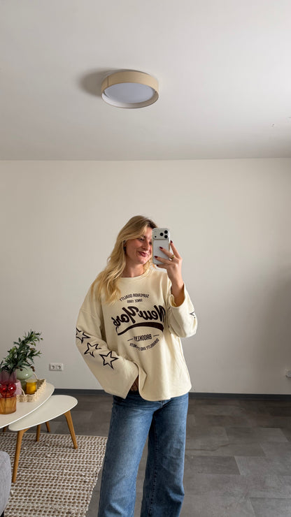 STAR SLEEVE SWEATER BEIGE